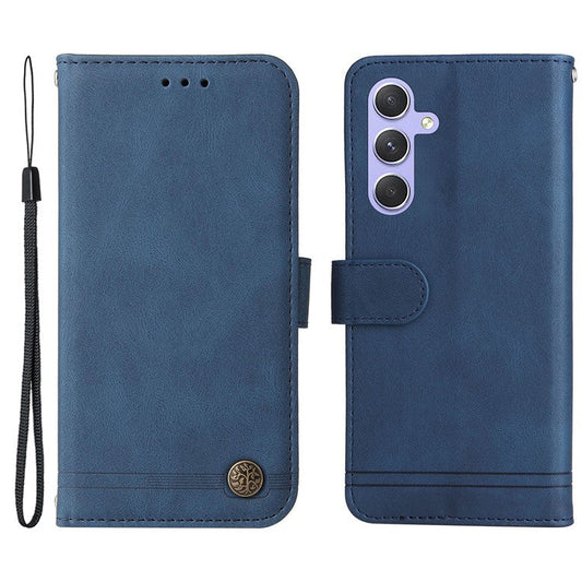 For Samsung Galaxy M54 5G / F54 5G Leather Wallet Cases Skin Touch Phone Cover Stand with Strap - Blue