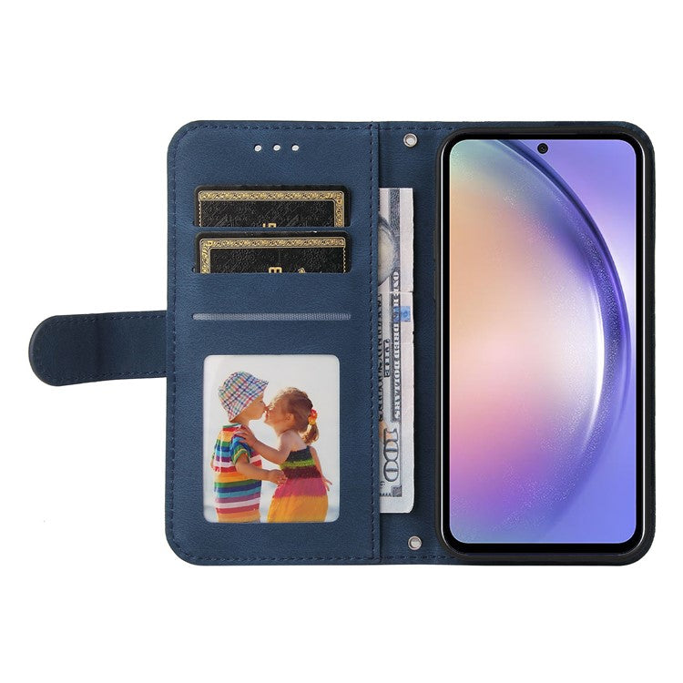 For Samsung Galaxy M54 5G / F54 5G Leather Wallet Cases Skin Touch Phone Cover Stand with Strap - Blue
