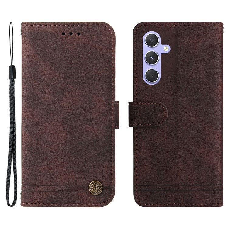 For Samsung Galaxy M54 5G / F54 5G Leather Wallet Cases Skin Touch Phone Cover Stand with Strap - Brown