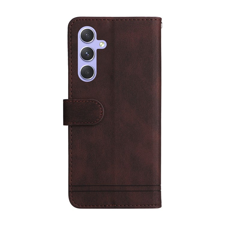 For Samsung Galaxy M54 5G / F54 5G Leather Wallet Cases Skin Touch Phone Cover Stand with Strap - Brown