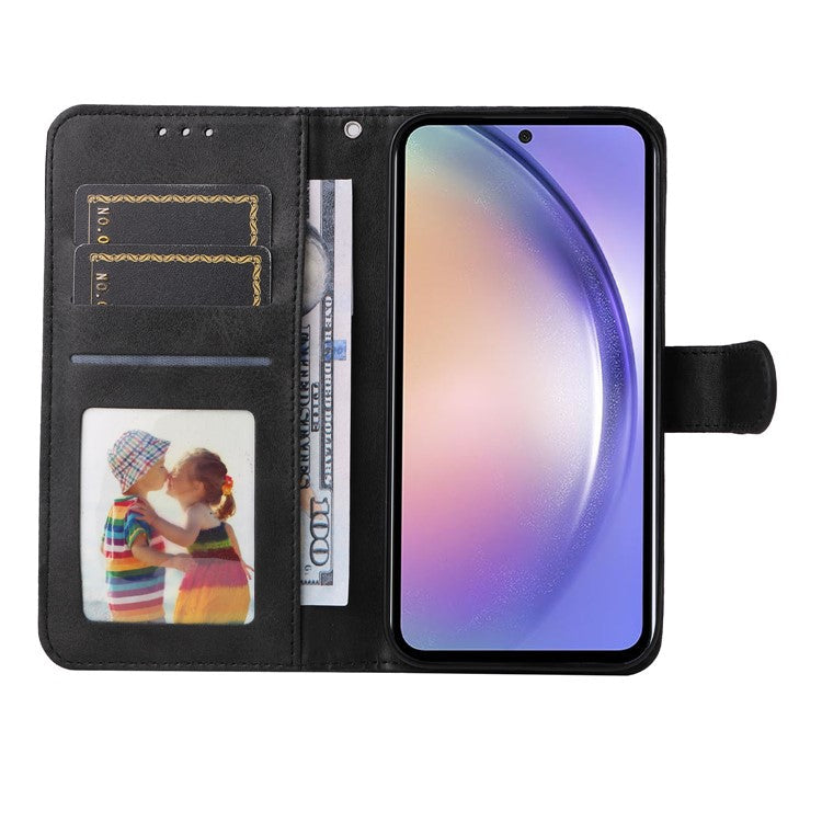For Samsung Galaxy M54 5G / F54 5G Flip Protective Phone Cover PU Leather Calf Texture Stand Wallet Case - Black