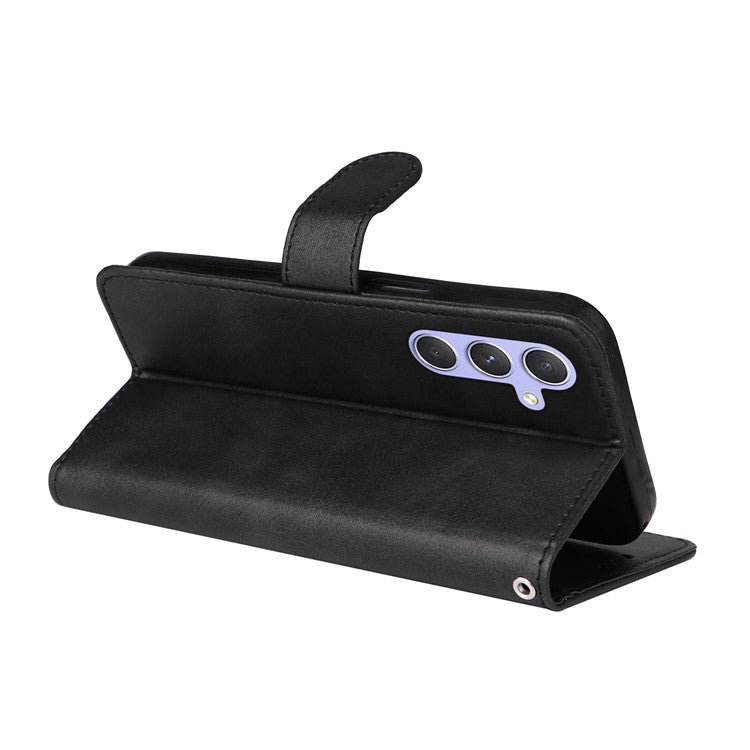 For Samsung Galaxy M54 5G / F54 5G Flip Protective Phone Cover PU Leather Calf Texture Stand Wallet Case - Black