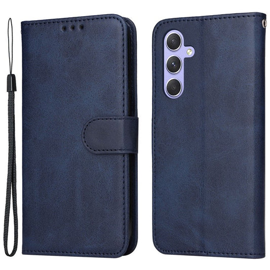 For Samsung Galaxy M54 5G / F54 5G Flip Protective Phone Cover PU Leather Calf Texture Stand Wallet Case - Blue