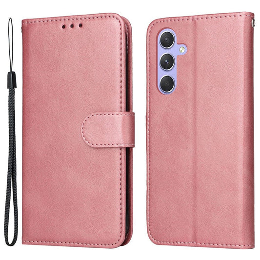 For Samsung Galaxy M54 5G / F54 5G Flip Protective Phone Cover PU Leather Calf Texture Stand Wallet Case - Pink