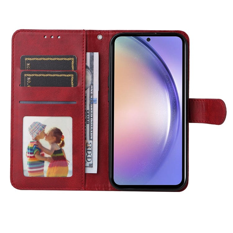 For Samsung Galaxy M54 5G / F54 5G Flip Protective Phone Cover PU Leather Calf Texture Stand Wallet Case - Red