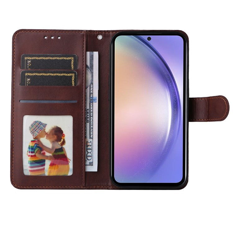 For Samsung Galaxy M54 5G / F54 5G Flip Protective Phone Cover PU Leather Calf Texture Stand Wallet Case - Brown