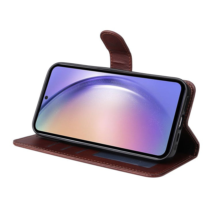 For Samsung Galaxy M54 5G / F54 5G Flip Protective Phone Cover PU Leather Calf Texture Stand Wallet Case - Brown
