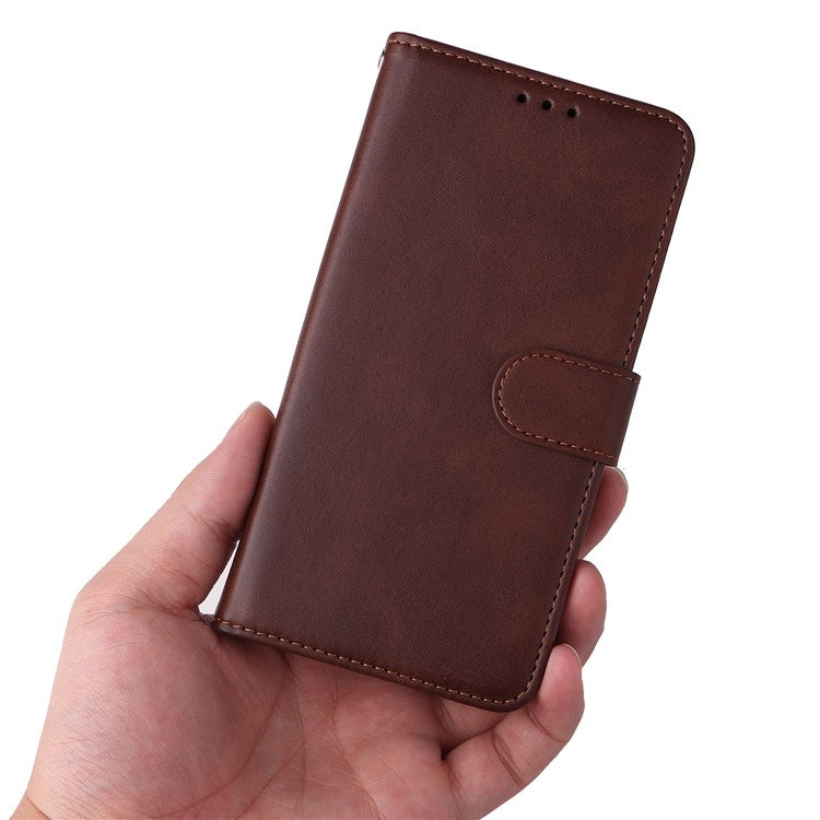 For Samsung Galaxy M54 5G / F54 5G Flip Protective Phone Cover PU Leather Calf Texture Stand Wallet Case - Brown
