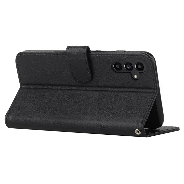 For Samsung Galaxy M14 5G PU Leather Smartphone Case Magnetic Clasp Cell Phone Wallet Stand Cover - Black