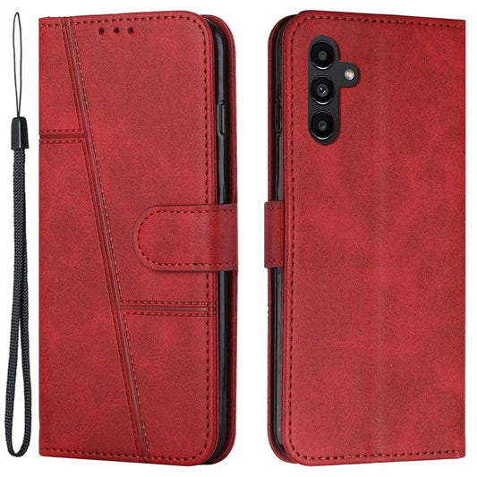 For Samsung Galaxy M14 5G PU Leather Smartphone Case Magnetic Clasp Cell Phone Wallet Stand Cover - Red