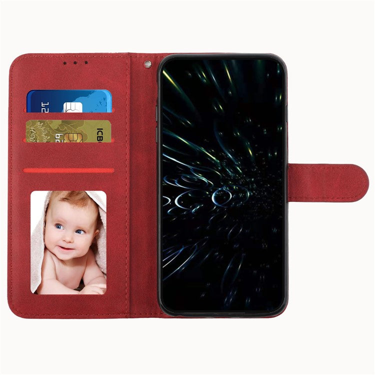 For Samsung Galaxy M14 5G PU Leather Smartphone Case Magnetic Clasp Cell Phone Wallet Stand Cover - Red