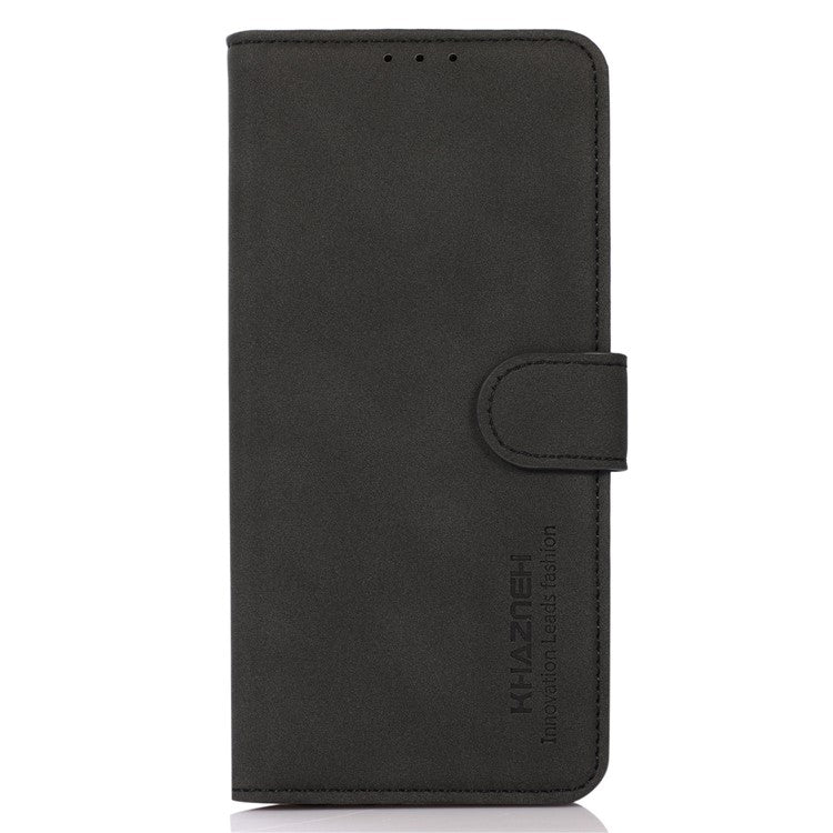 KHAZNEH PU Leather Phone Case for Oppo A1 5G Textured Flip Wallet Stand Cover - Black