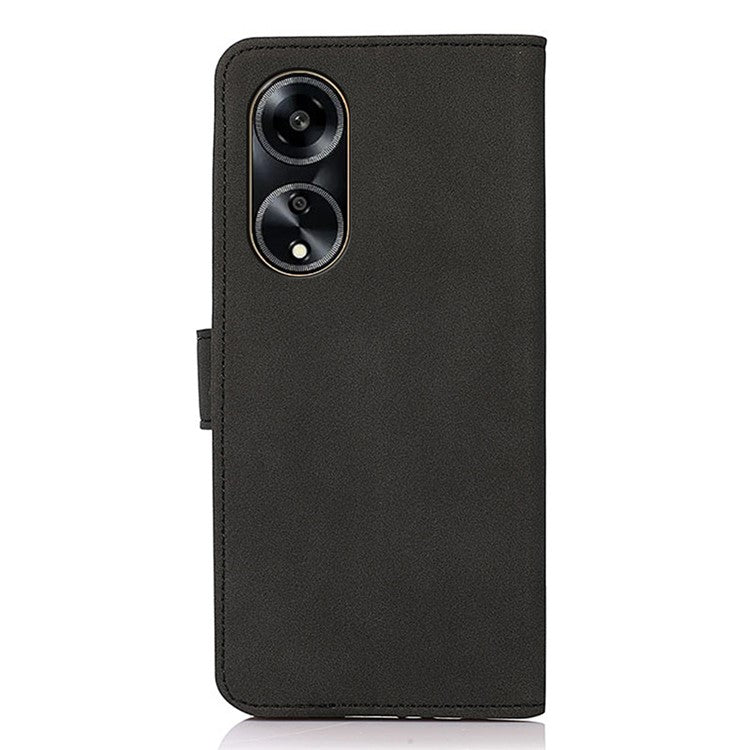 KHAZNEH PU Leather Phone Case for Oppo A1 5G Textured Flip Wallet Stand Cover - Black
