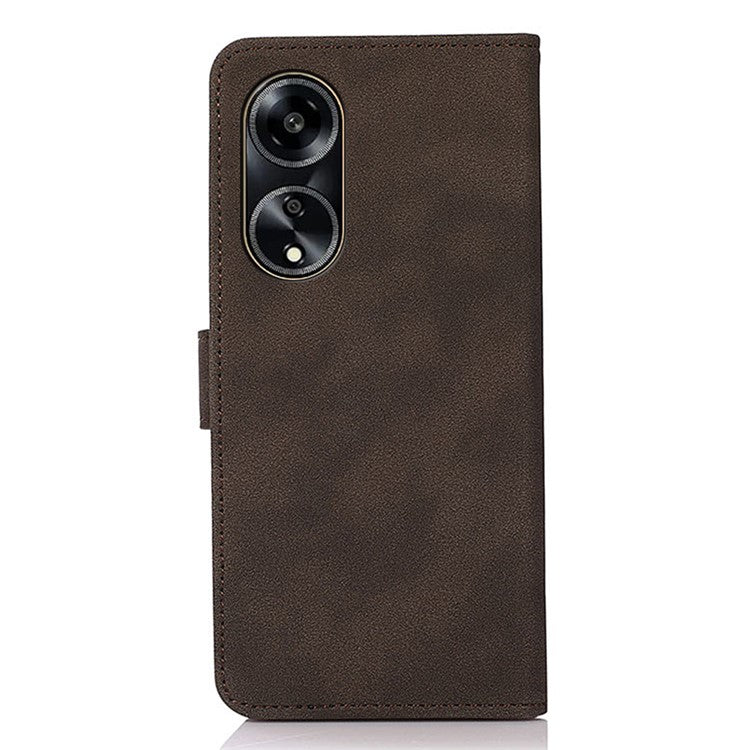 KHAZNEH PU Leather Phone Case for Oppo A1 5G Textured Flip Wallet Stand Cover - Brown