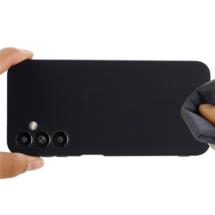 For Samsung Galaxy M54 5G / F54 5G Liquid Silicone Back Cover Drop-proof Mobile Phone Case with Soft Lining - Black