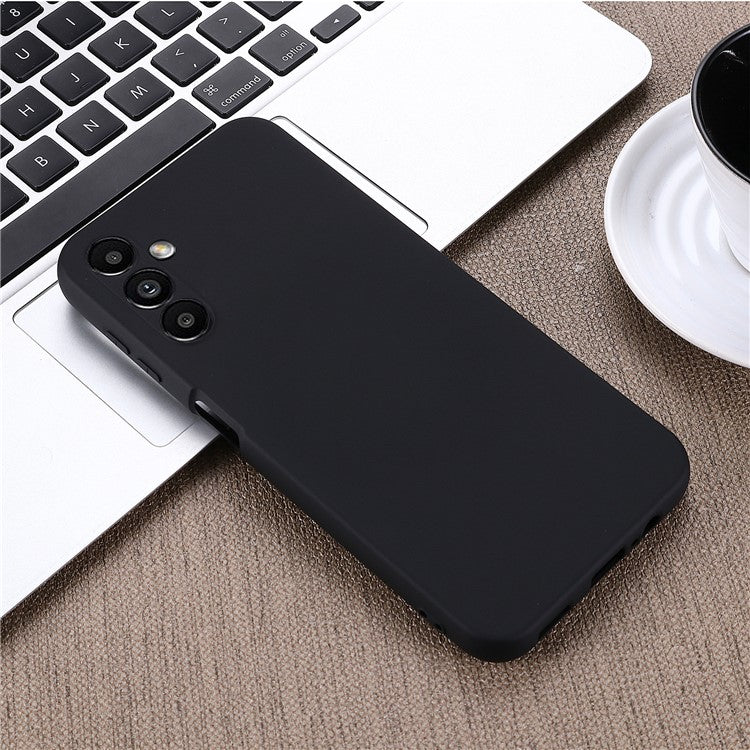 For Samsung Galaxy M54 5G / F54 5G Liquid Silicone Back Cover Drop-proof Mobile Phone Case with Soft Lining - Black