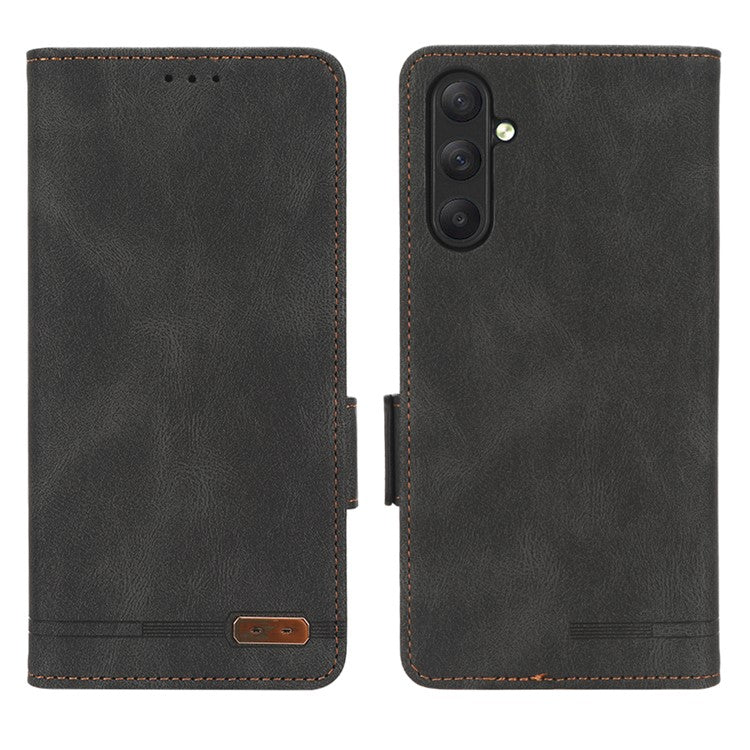 For Samsung Galaxy M54 5G / F54 5G Wallet Phone Case Hardware Decor PU Leather Cover with Stand - Black
