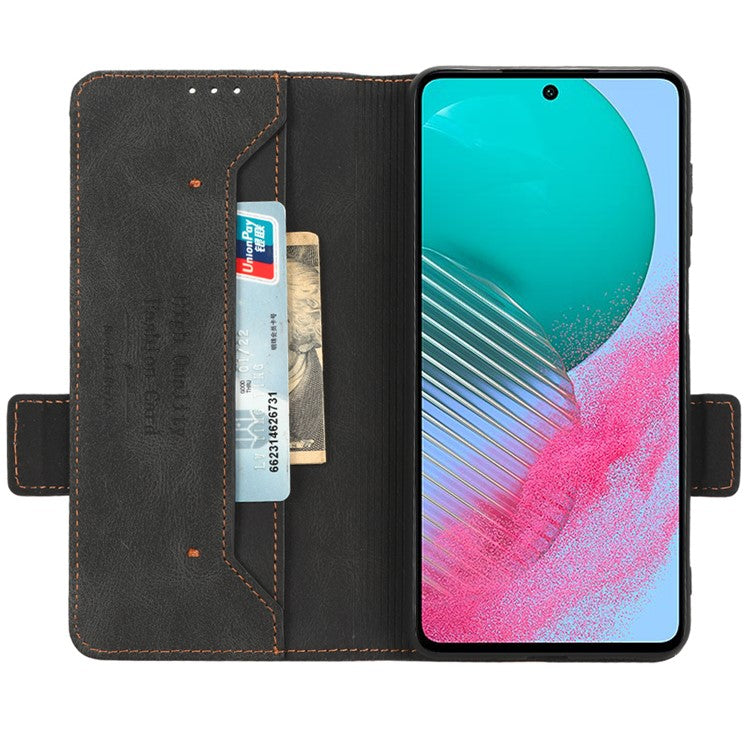For Samsung Galaxy M54 5G / F54 5G Wallet Phone Case Hardware Decor PU Leather Cover with Stand - Black
