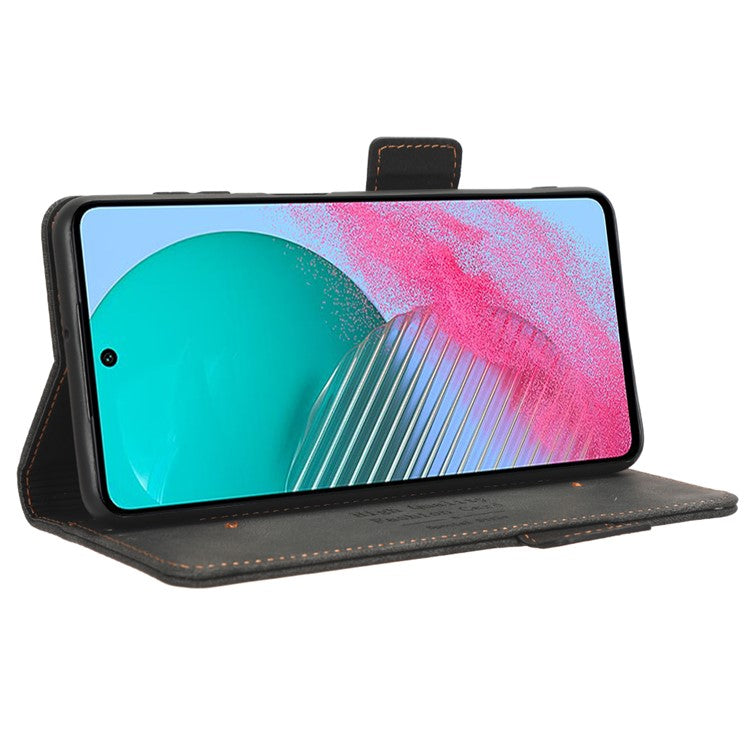 For Samsung Galaxy M54 5G / F54 5G Wallet Phone Case Hardware Decor PU Leather Cover with Stand - Black