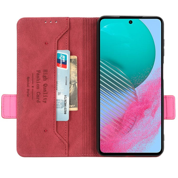 For Samsung Galaxy M54 5G / F54 5G Wallet Phone Case Hardware Decor PU Leather Cover with Stand - Rose