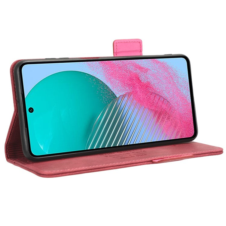 For Samsung Galaxy M54 5G / F54 5G Wallet Phone Case Hardware Decor PU Leather Cover with Stand - Rose