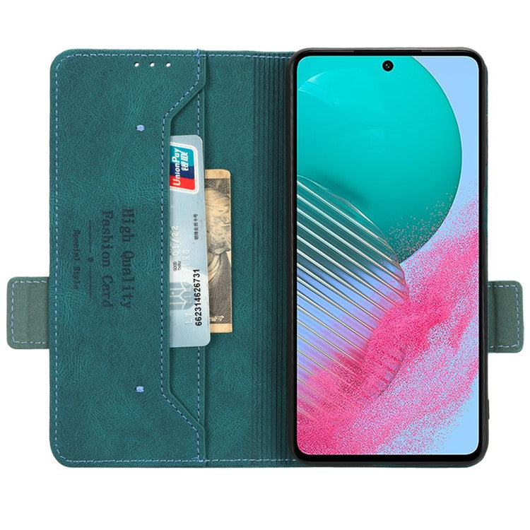 For Samsung Galaxy M54 5G / F54 5G Wallet Phone Case Hardware Decor PU Leather Cover with Stand - Blue