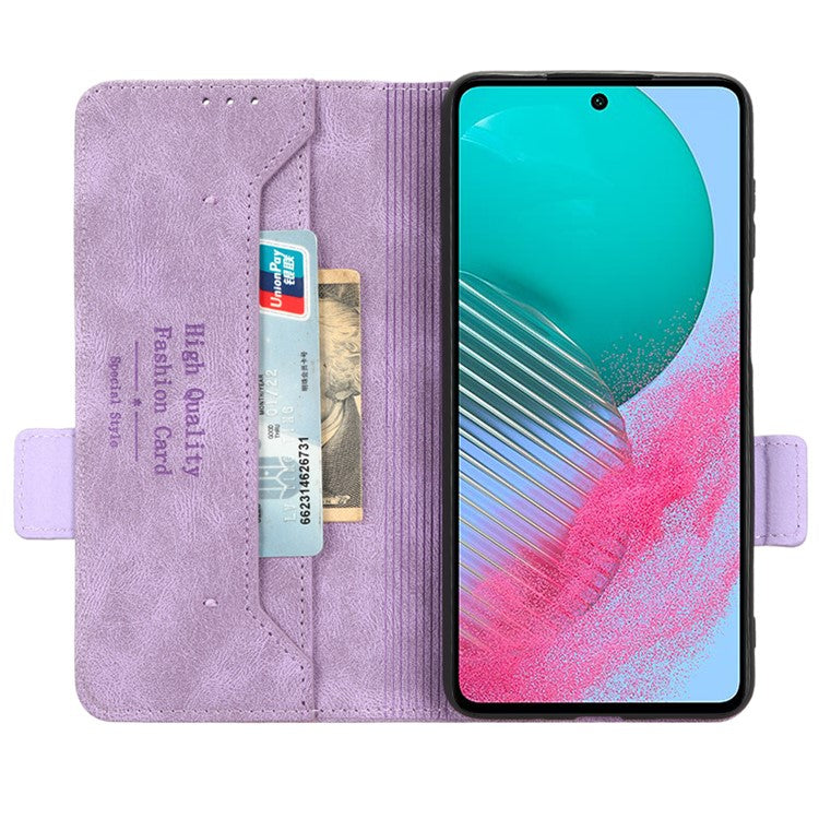 For Samsung Galaxy M54 5G / F54 5G Wallet Phone Case Hardware Decor PU Leather Cover with Stand - Purple
