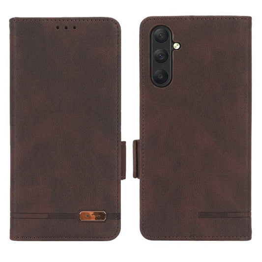 For Samsung Galaxy M54 5G / F54 5G Wallet Phone Case Hardware Decor PU Leather Cover with Stand - Coffee