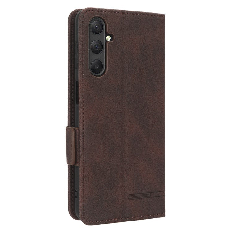 For Samsung Galaxy M54 5G / F54 5G Wallet Phone Case Hardware Decor PU Leather Cover with Stand - Coffee