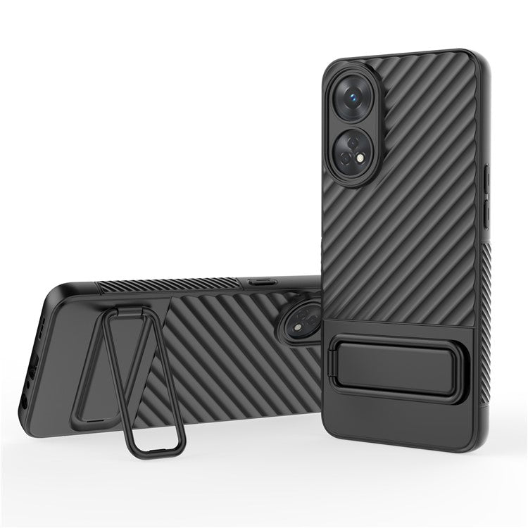 TPU Phone Cover for Oppo Reno8 T 4G , Kickstand Phone Back Protector Anti-dust Phone Case - Black