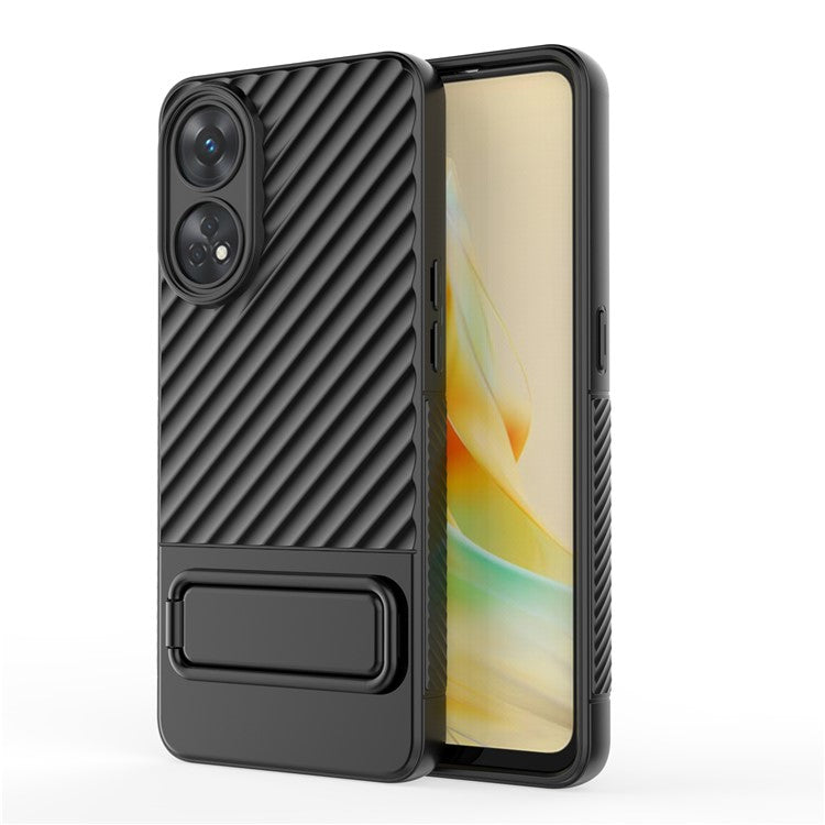 TPU Phone Cover for Oppo Reno8 T 4G , Kickstand Phone Back Protector Anti-dust Phone Case - Black