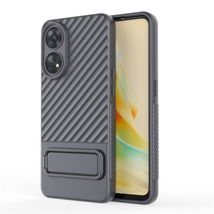 TPU Phone Cover for Oppo Reno8 T 4G , Kickstand Phone Back Protector Anti-dust Phone Case - Grey