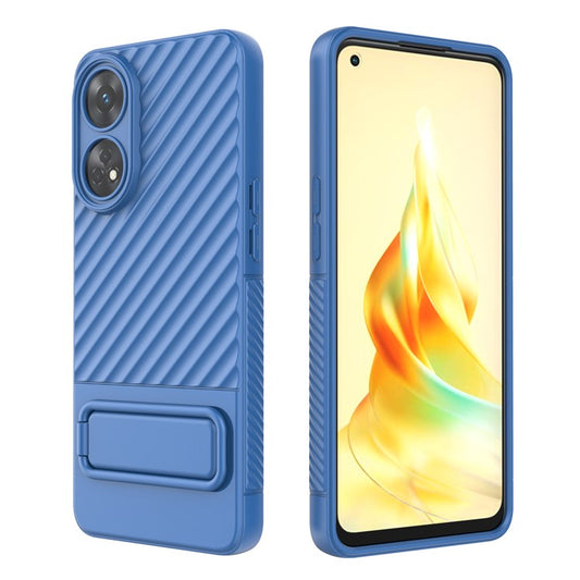 TPU Phone Cover for Oppo Reno8 T 4G , Kickstand Phone Back Protector Anti-dust Phone Case - Baby Blue