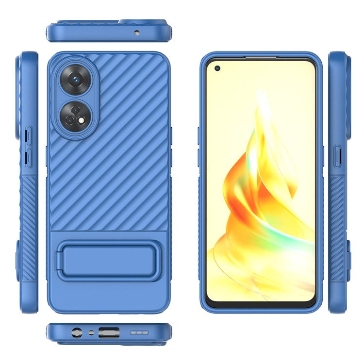 TPU Phone Cover for Oppo Reno8 T 4G , Kickstand Phone Back Protector Anti-dust Phone Case - Baby Blue