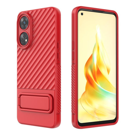 TPU Phone Cover for Oppo Reno8 T 4G , Kickstand Phone Back Protector Anti-dust Phone Case - Red