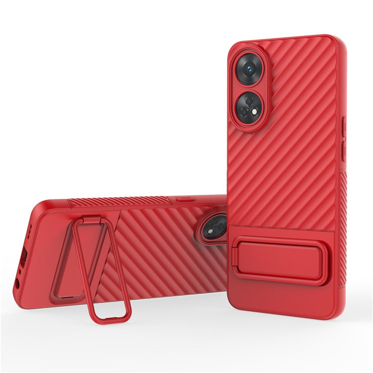 TPU Phone Cover for Oppo Reno8 T 4G , Kickstand Phone Back Protector Anti-dust Phone Case - Red