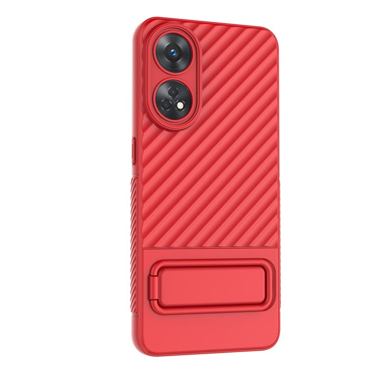 TPU Phone Cover for Oppo Reno8 T 4G , Kickstand Phone Back Protector Anti-dust Phone Case - Red