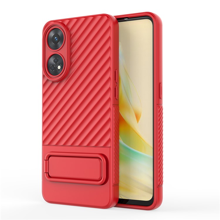 TPU Phone Cover for Oppo Reno8 T 4G , Kickstand Phone Back Protector Anti-dust Phone Case - Red