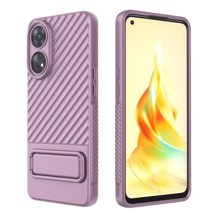 TPU Phone Cover for Oppo Reno8 T 4G , Kickstand Phone Back Protector Anti-dust Phone Case - Light Purple