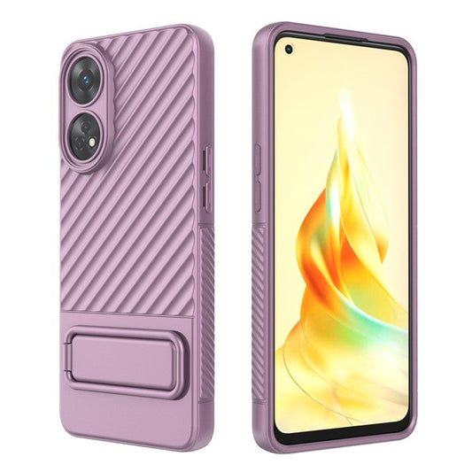 TPU Phone Cover for Oppo Reno8 T 4G , Kickstand Phone Back Protector Anti-dust Phone Case - Light Purple