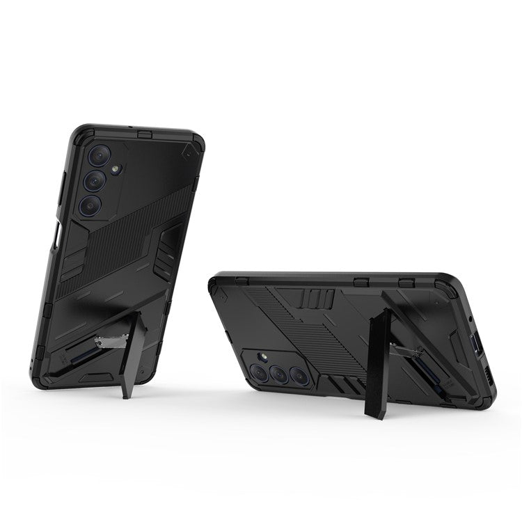 For Samsung Galaxy M54 5G / F54 5G Shockproof Back Cover Hard PC + Flexible TPU Phone Case with Kickstand - Black