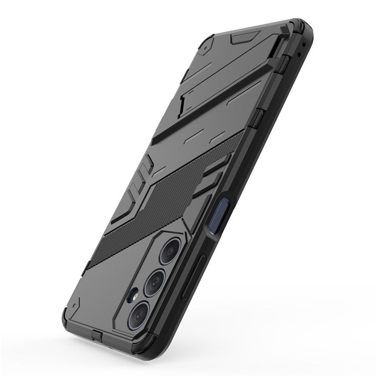 For Samsung Galaxy M54 5G / F54 5G Shockproof Back Cover Hard PC + Flexible TPU Phone Case with Kickstand - Black