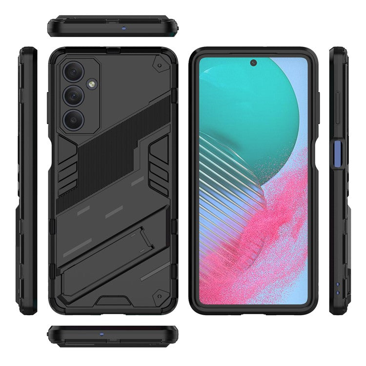 For Samsung Galaxy M54 5G / F54 5G Shockproof Back Cover Hard PC + Flexible TPU Phone Case with Kickstand - Black