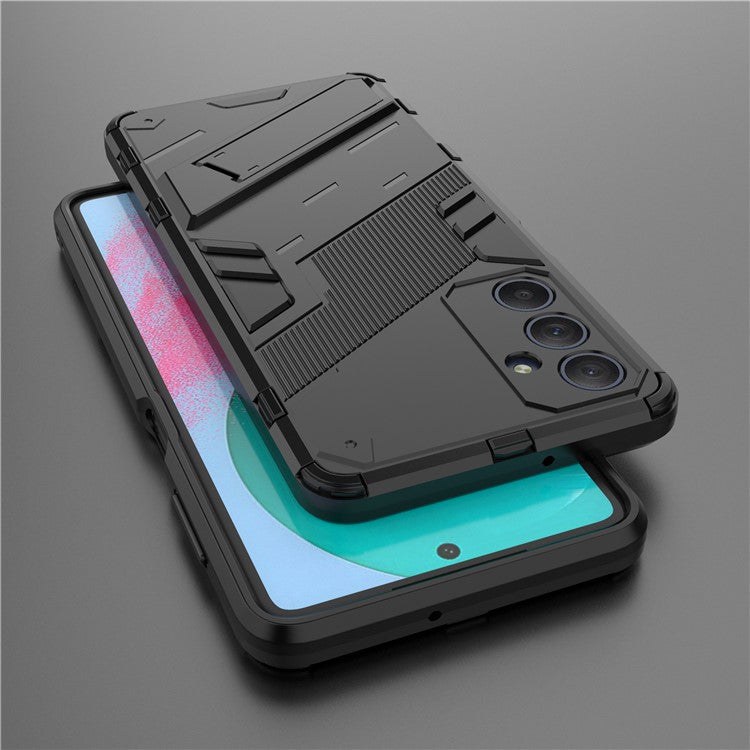 For Samsung Galaxy M54 5G / F54 5G Shockproof Back Cover Hard PC + Flexible TPU Phone Case with Kickstand - Black
