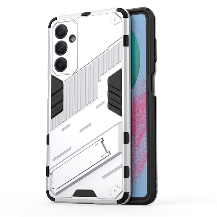 For Samsung Galaxy M54 5G / F54 5G Shockproof Back Cover Hard PC + Flexible TPU Phone Case with Kickstand - White