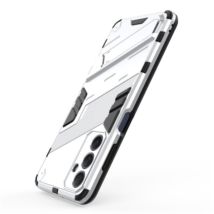 For Samsung Galaxy M54 5G / F54 5G Shockproof Back Cover Hard PC + Flexible TPU Phone Case with Kickstand - White