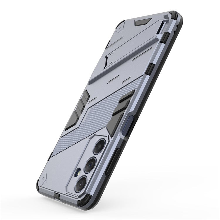 For Samsung Galaxy M54 5G / F54 5G Shockproof Back Cover Hard PC + Flexible TPU Phone Case with Kickstand - Grey