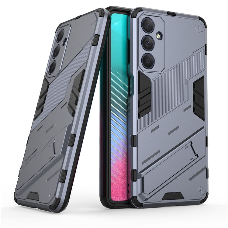 For Samsung Galaxy M54 5G / F54 5G Shockproof Back Cover Hard PC + Flexible TPU Phone Case with Kickstand - Grey