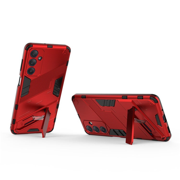 For Samsung Galaxy M54 5G / F54 5G Shockproof Back Cover Hard PC + Flexible TPU Phone Case with Kickstand - Red