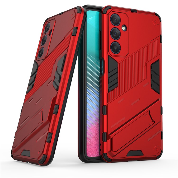 For Samsung Galaxy M54 5G / F54 5G Shockproof Back Cover Hard PC + Flexible TPU Phone Case with Kickstand - Red